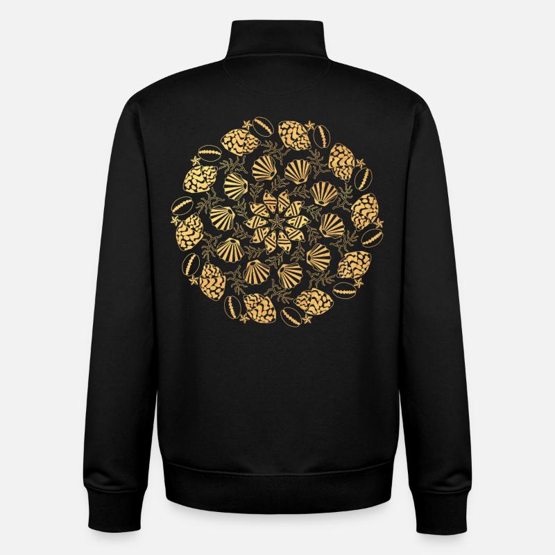 Shell Mandala - gold - Unisex Organic Zip Sweatshirt by Stanley/Stella - black