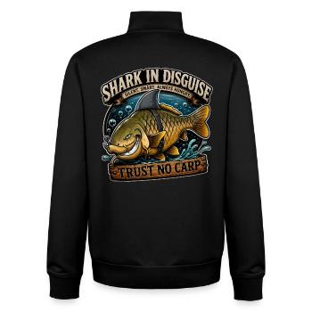 Hai in Verkleidung – lustiges Karpfenfischen-Design - Unisex Organic Zip Sweatshirt von Stanley/Stella - Schwarz - Hinten - AI Model Male 185 light (185cm)