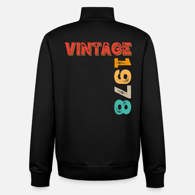 Millésime 1978 - Sweat zippé unisexe en coton bio Stanley/Stella - noir