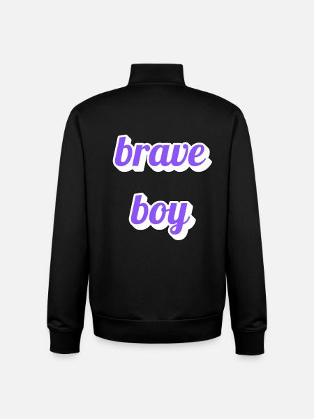 Lettrage Brave Boy - Sweat zippé unisexe en coton bio Stanley/Stella - noir