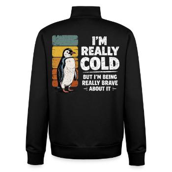 Humour Manchot Vintage I'm Really Cold Brave - Sweat zippé unisexe en coton bio Stanley/Stella - noir - Dos - AI Model Male 185 light (185cm)