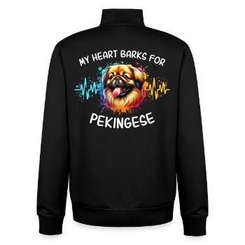 Pekinese Herzlinie - Unisex Organic Zip Sweatshirt von Stanley/Stella - Schwarz - Hinten - AI Model Male 185 light (185cm)