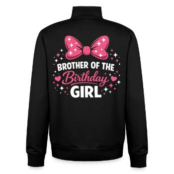 Girl's Birthday Design - Magic Pink Bow and E - Unisex Organic Zip Sweatshirt by Stanley/Stella - black - Back - AI Model Male 185 light (185cm)