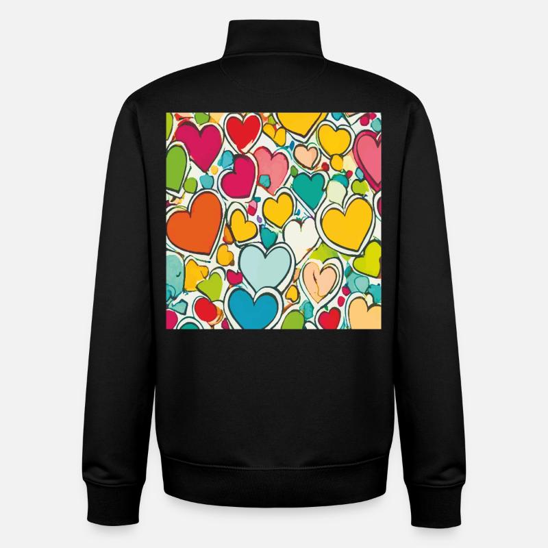 Le cœur en aquarelle - Sweat zippé unisexe en coton bio Stanley/Stella - noir