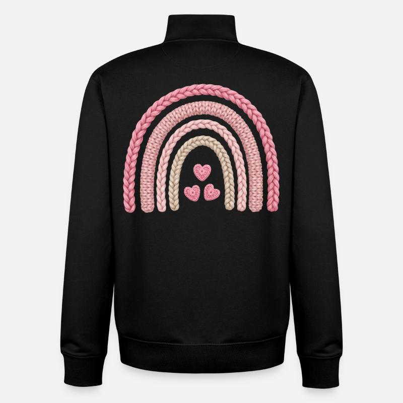 Patron de tricot rose arc-en-ciel - Sweat zippé unisexe en coton bio Stanley/Stella - noir