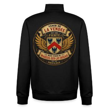 Fierté Vendée - Mareuil-sur-Lay-Dissais Privilège  - Sweat zippé unisexe en coton bio Stanley/Stella - noir - Dos - AI Model Male 185 light (185cm)