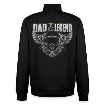 Papa Legend Motorradhelm: Flügel – Vatertag - Unisex Organic Zip Sweatshirt von Stanley/Stella - Schwarz - Hinten - AI Model Male 185 light (185cm)