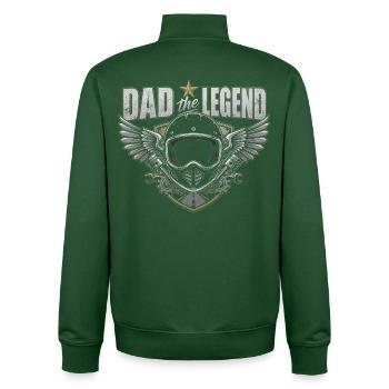 Papa Legend Motorcycle Helmet: Wings -Father's Day - Unisex Organic Zip Sweatshirt by Stanley/Stella - bottle green - Back - AI Model Male 185 dark (185cm)