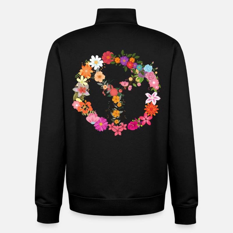 Flower Power Peace Symbol - Unisex Organic Zip Sweatshirt by Stanley/Stella - black