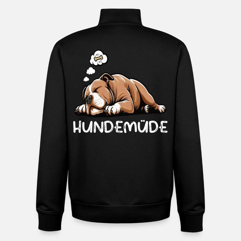 Hundemüde American Bully Bully Pit Bullybesitzer - Unisex Organic Zip Sweatshirt von Stanley/Stella - Schwarz