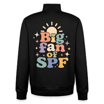 SPF Sonnenschutz Fan Sommer Sonne - Unisex Organic Zip Sweatshirt von Stanley/Stella - Schwarz - Hinten - AI Model Male 185 light (185cm)