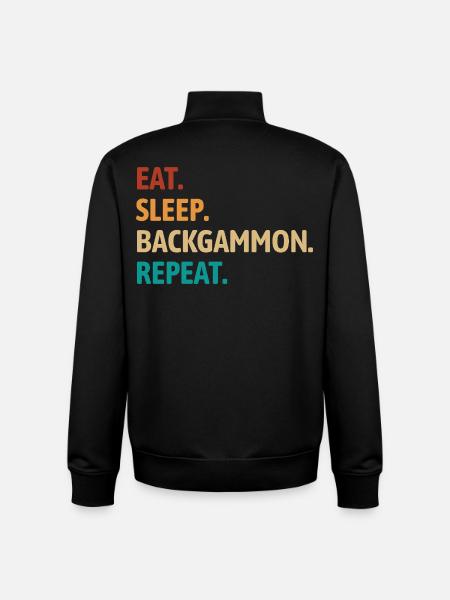 Eat Sleep Backgammon Repeat | Board Game - Unisex Organic Zip Sweatshirt by Stanley/Stella - black