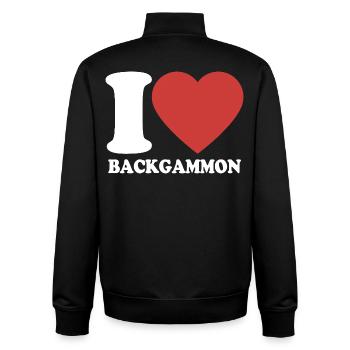 J’adore le backgammon | Jeu de société | Don - Sweat zippé unisexe en coton bio Stanley/Stella - noir - Dos - AI Model Male 185 light (185cm)