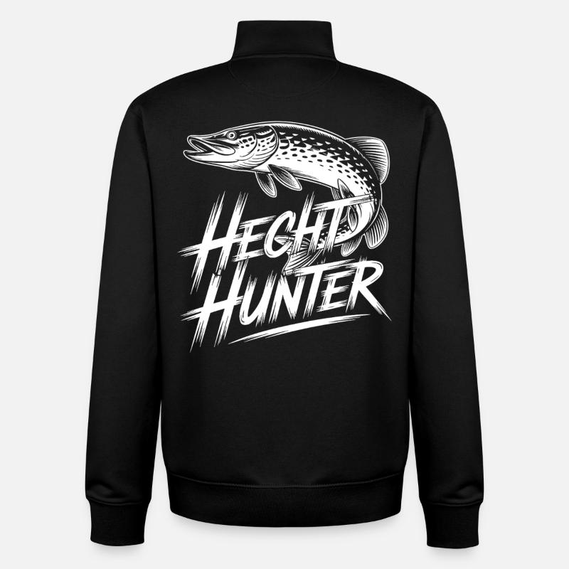 Brochet prédateur - Sweat zippé unisexe en coton bio Stanley/Stella - noir