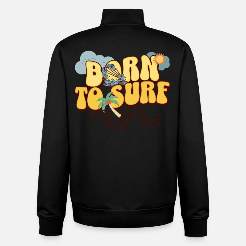 Né pour surfer - Sweat zippé unisexe en coton bio Stanley/Stella - noir