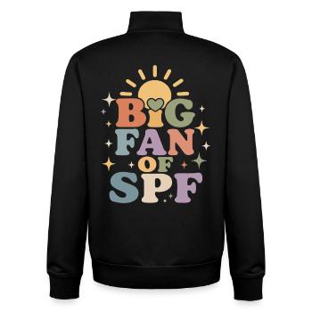 SPF Sonnenschutz Fan Sommer Sonne - Unisex Organic Zip Sweatshirt von Stanley/Stella - Schwarz - Hinten - AI Model Male 185 light (185cm)