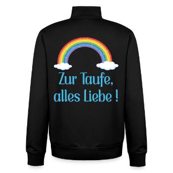 Baby Taufe Glückwünsche - Unisex Organic Zip Sweatshirt von Stanley/Stella - Schwarz - Hinten - AI Model Male 185 light (185cm)