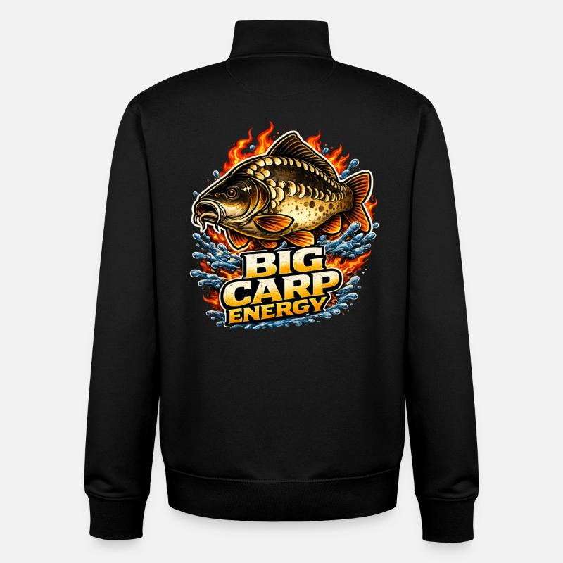 Grosse énergie de carpe - Sweat zippé unisexe en coton bio Stanley/Stella - noir
