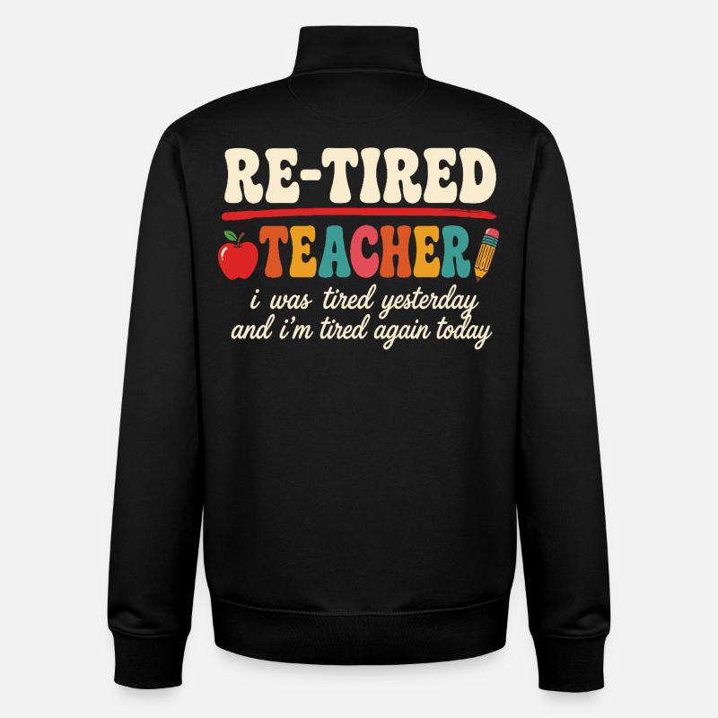 Professeur sarcastique refatigué à la retraite - Sweat zippé unisexe en coton bio Stanley/Stella - noir