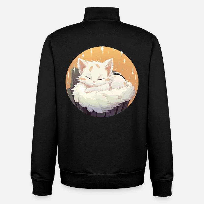 Chat endormi en cercle - Sweat zippé unisexe en coton bio Stanley/Stella - noir
