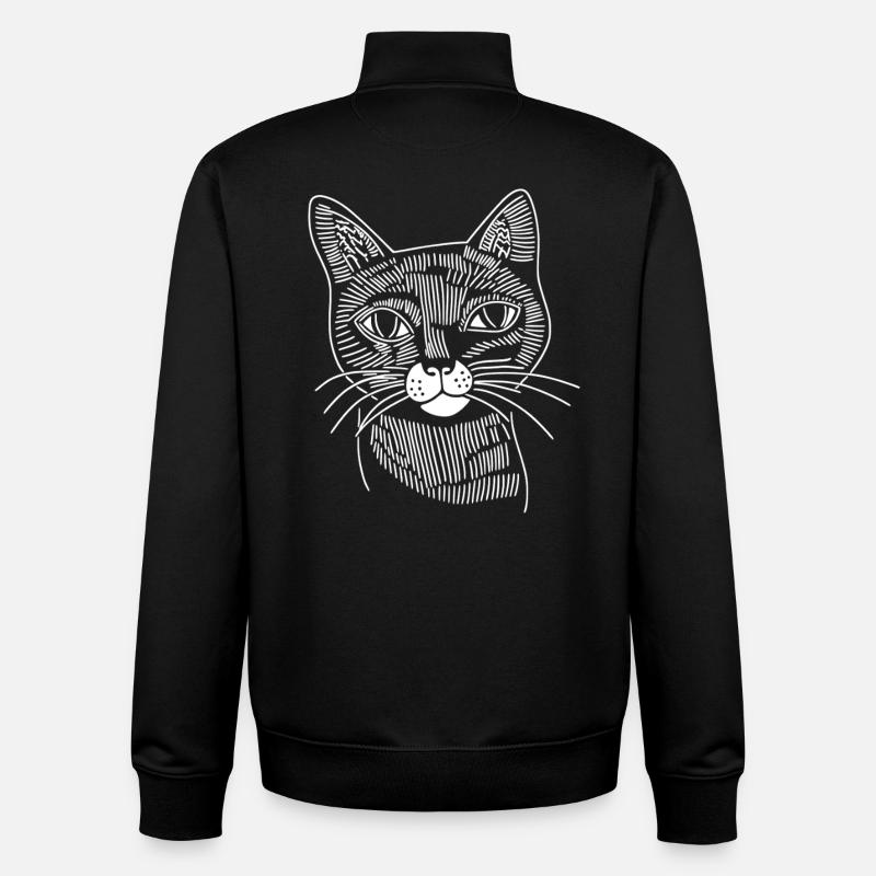 Chat - Sweat zippé unisexe en coton bio Stanley/Stella - noir