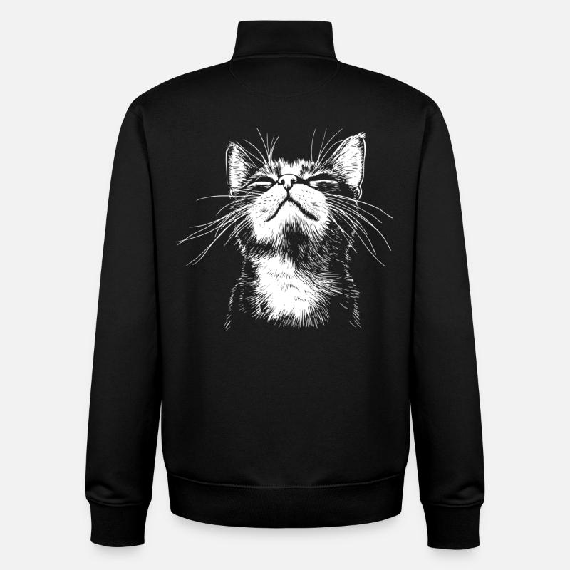 Drôle de Chat - Sweat zippé unisexe en coton bio Stanley/Stella - noir