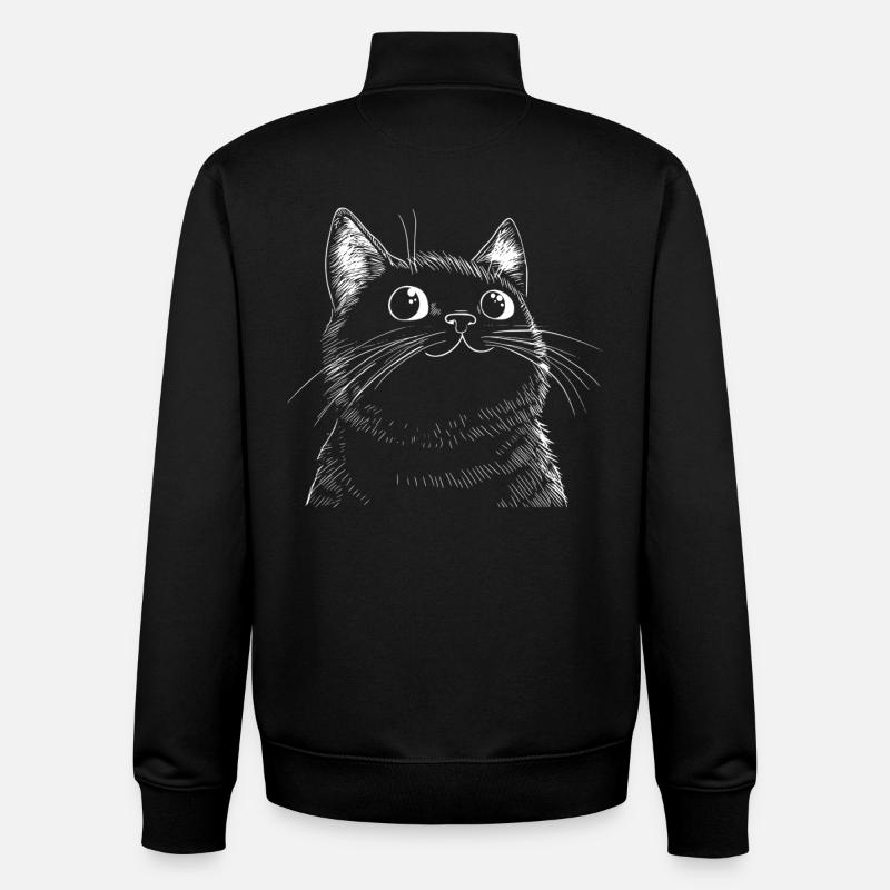 Sketch drôle de chat - Sweat zippé unisexe en coton bio Stanley/Stella - noir