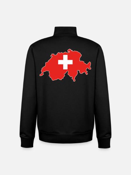 Switzerland Flag Map - Unisex Organic Zip Sweatshirt by Stanley/Stella - black
