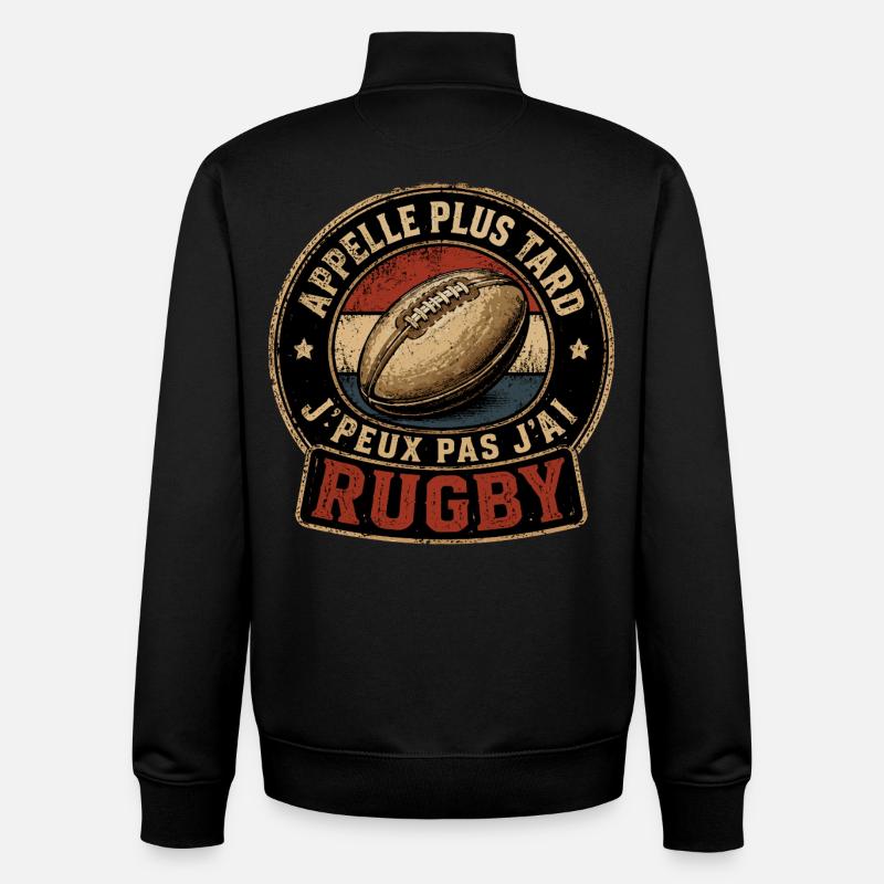 Appelle Plus Tard Rugby - Sweat zippé unisexe en coton bio Stanley/Stella - noir