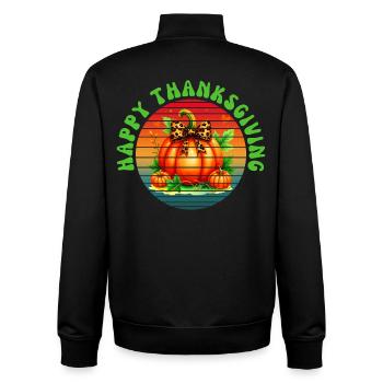 Joyeux Thanksgiving - Sweat zippé unisexe en coton bio Stanley/Stella - noir - Dos - AI Model Male 185 light (185cm)