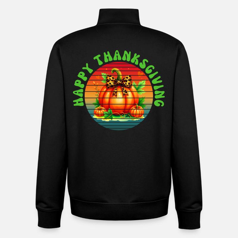 Joyeux Thanksgiving - Sweat zippé unisexe en coton bio Stanley/Stella - noir
