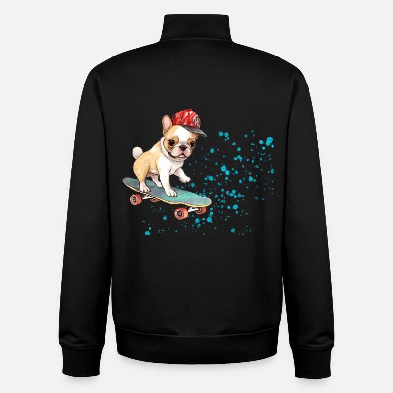 Skateboard Bulldog mit Cap - Unisex Organic Zip Sweatshirt von Stanley/Stella - Schwarz