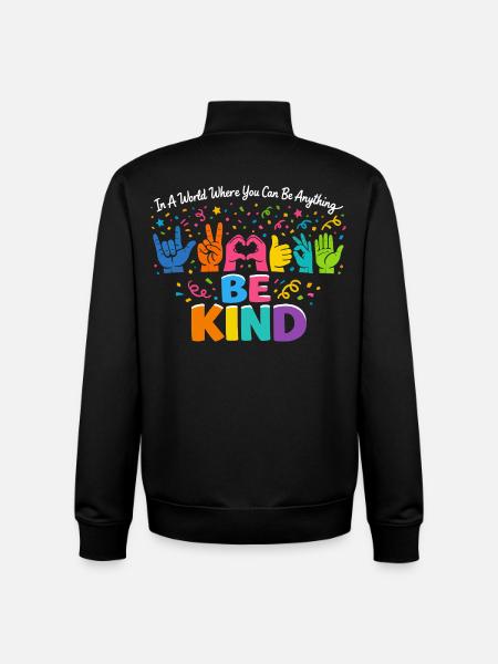 Be Kind Sign Language Inclusive - Unisex Organic Zip Sweatshirt by Stanley/Stella - black