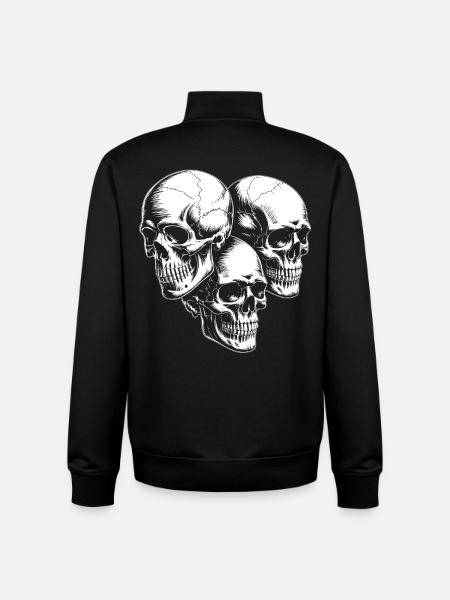 Triple Skull Silhouette - Unisex Organic Zip Sweatshirt by Stanley/Stella - black