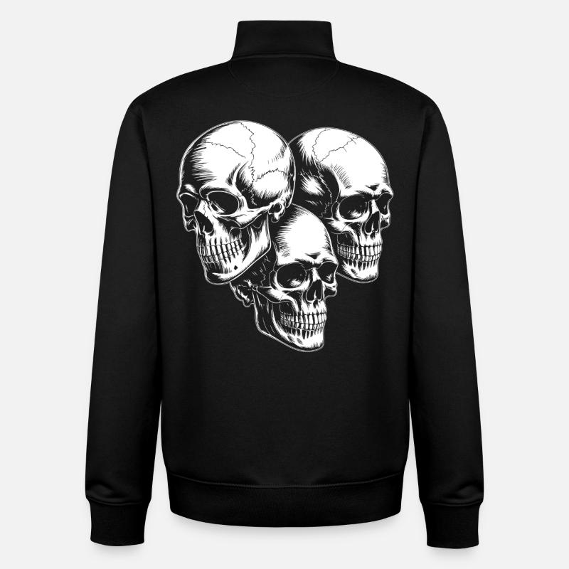 Silhouette du Triple Crâne - Sweat zippé unisexe en coton bio Stanley/Stella - noir