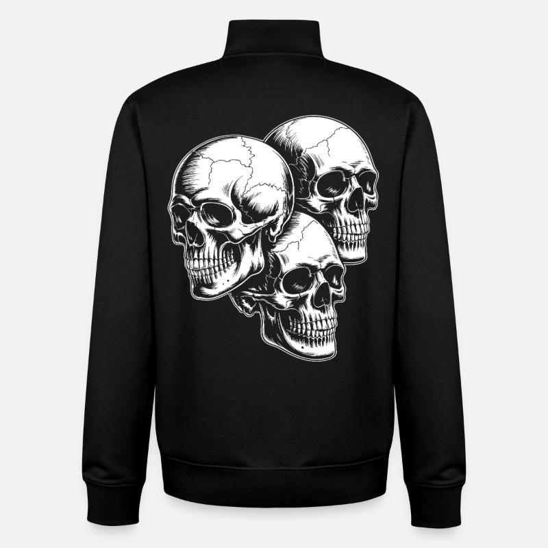Skull Trio - Unisex Organic Zip Sweatshirt von Stanley/Stella - Schwarz