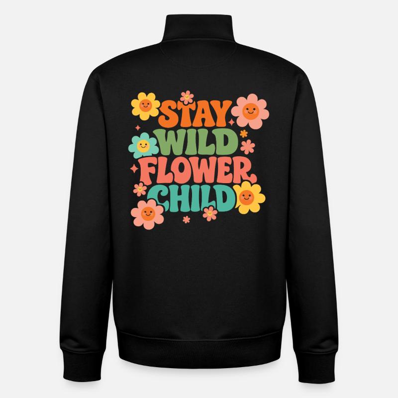 Stay Wild Flower Child - Unisex Organic Zip Sweatshirt by Stanley/Stella - black