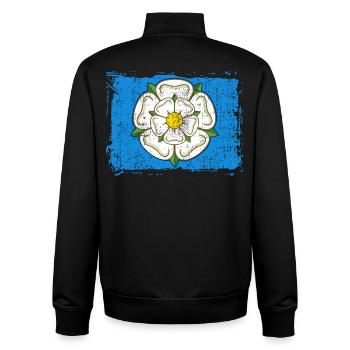 Yorkshire Rose Flagge Nordengland Großbritannien - Unisex Organic Zip Sweatshirt von Stanley/Stella - Schwarz - Hinten - AI Model Male 185 light (185cm)