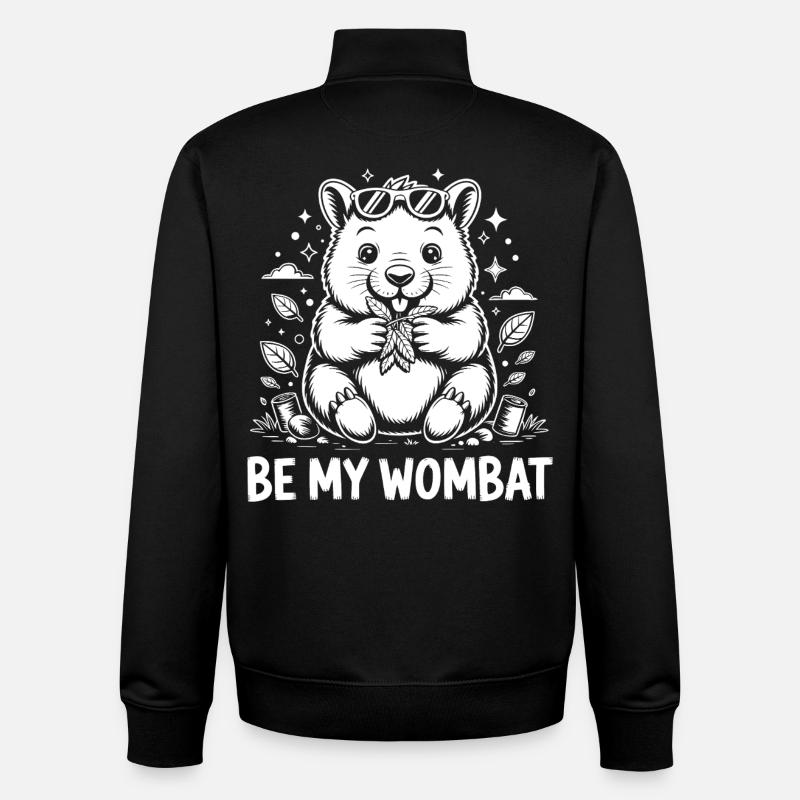 Funny Wombat - Unisex Organic Zip Sweatshirt by Stanley/Stella - black
