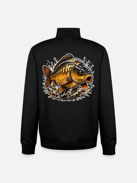Spiegelkarpfen-Splash-Angel-Design - Unisex Organic Zip Sweatshirt von Stanley/Stella - Schwarz