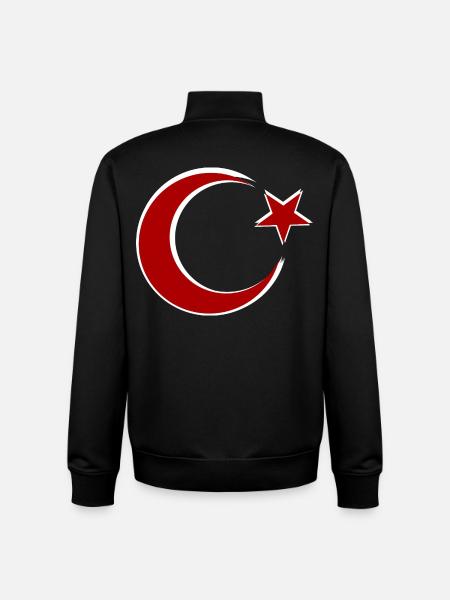Red Moon Star Motif Turkey - Unisex Organic Zip Sweatshirt by Stanley/Stella - black