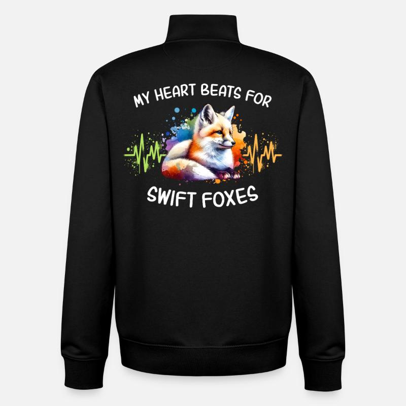 Swift Fox Heart Line - Unisex Organic Zip Sweatshirt by Stanley/Stella - black