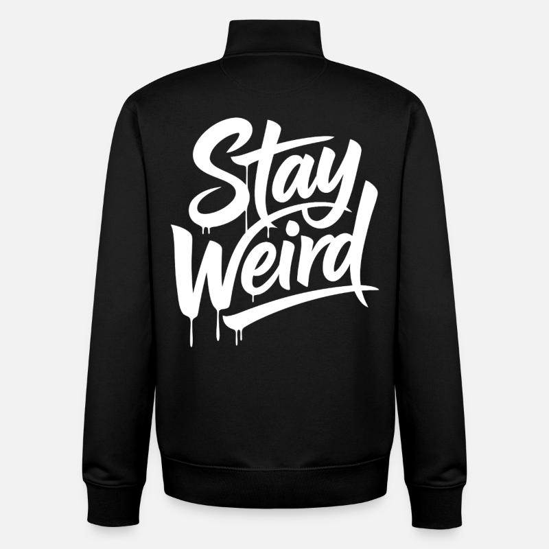 Lettrage Restez Bizarre - Sweat zippé unisexe en coton bio Stanley/Stella - noir
