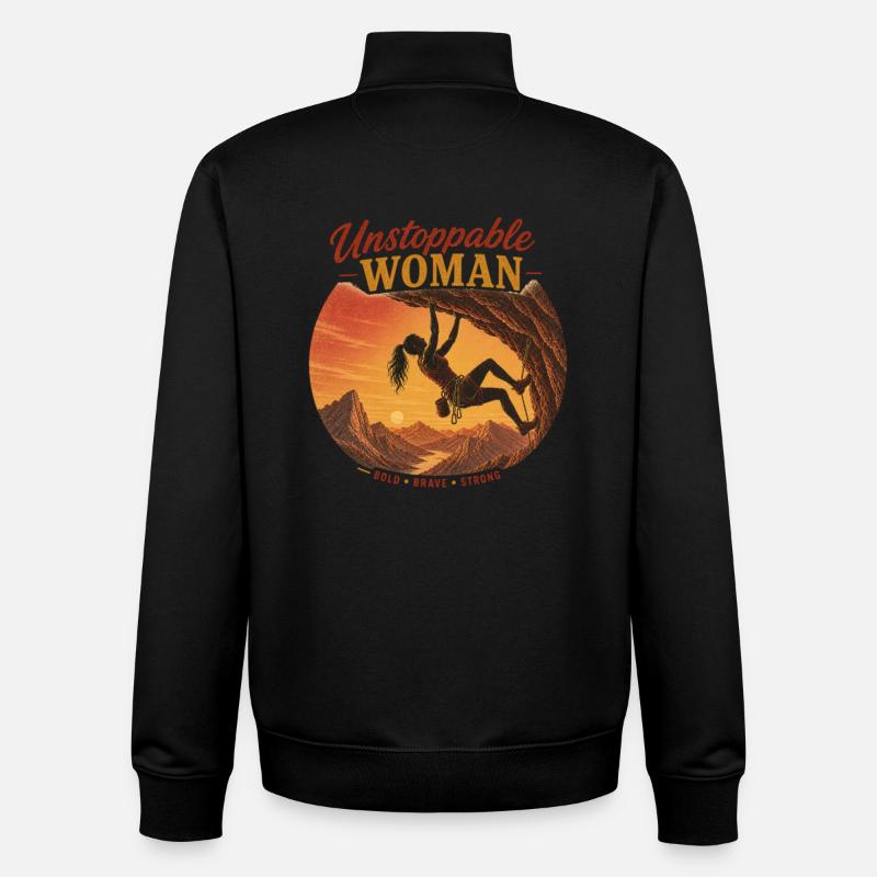 Unstoppable Climber – Brave & Strong - Unisex Organic Zip Sweatshirt by Stanley/Stella - black