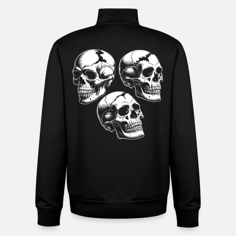 Three Skull Silhouettes - Unisex Organic Zip Sweatshirt by Stanley/Stella - black