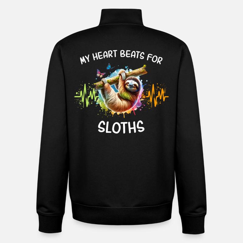 Lignée Cœur de Paresseux - Sweat zippé unisexe en coton bio Stanley/Stella - noir