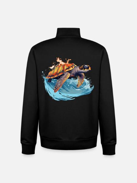 Wild sea turtle in wave - Unisex Organic Zip Sweatshirt by Stanley/Stella - black