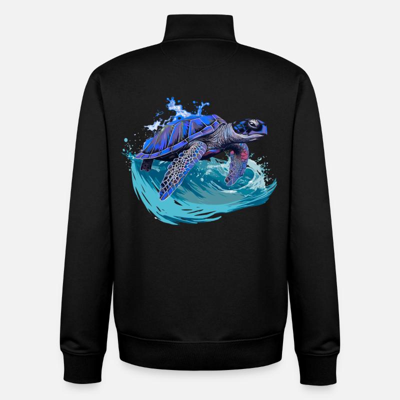 Meeresschildkröte surft auf Welle - Unisex Organic Zip Sweatshirt von Stanley/Stella - Schwarz