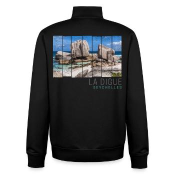 Seychellen La Digue Retro Anse Marron Souvenir - Unisex Organic Zip Sweatshirt von Stanley/Stella - Schwarz - Hinten - AI Model Male 185 light (185cm)
