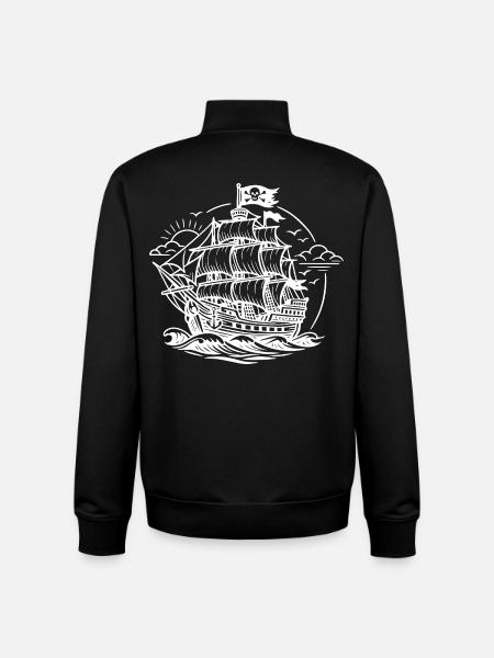 Bateau pirate - Sweat zippé unisexe en coton bio Stanley/Stella - noir